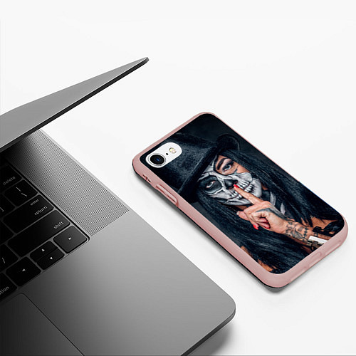 Чехол iPhone 7/8 матовый Девушка halloween / 3D-Светло-розовый – фото 3