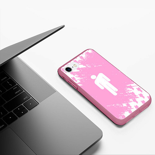 Чехол iPhone 7/8 матовый Billie Eilish: Pink Style / 3D-Малиновый – фото 3