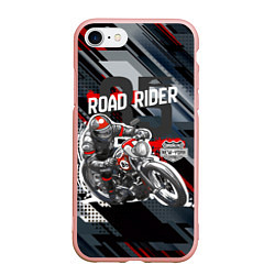 Чехол iPhone 7/8 матовый Road rider мотоциклист, цвет: 3D-светло-розовый