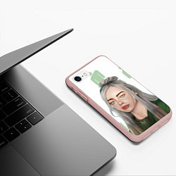 Чехол iPhone 7/8 матовый Billie Eilish, цвет: 3D-светло-розовый — фото 2