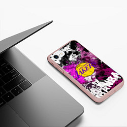 Чехол iPhone 7/8 матовый Лос-Анджелес Лейкерс, Los Angeles Lakers, цвет: 3D-светло-розовый — фото 2