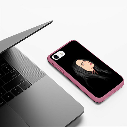 Чехол iPhone 7/8 матовый Billie Eilish: Black Style / 3D-Малиновый – фото 3