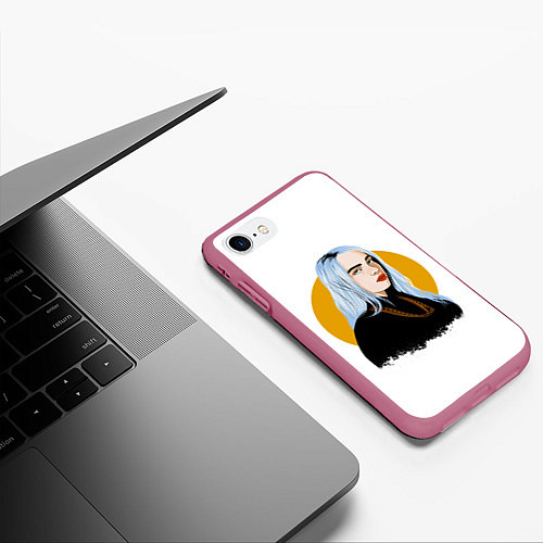 Чехол iPhone 7/8 матовый Billie Eilish / 3D-Малиновый – фото 3