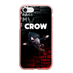 Чехол iPhone 7/8 матовый BRAWL STARS CROW, цвет: 3D-светло-розовый