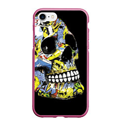 Чехол iPhone 7/8 матовый Graffiti - Skull, цвет: 3D-малиновый