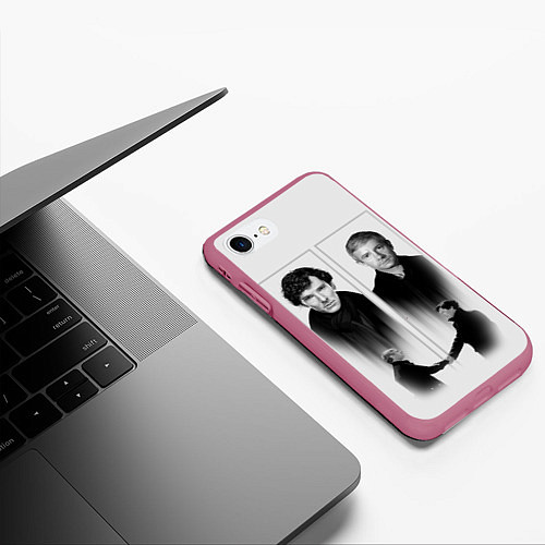 Чехол iPhone 7/8 матовый Sherlock / 3D-Малиновый – фото 3