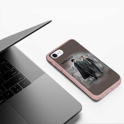 Чехол iPhone 7/8 матовый Sherlock / 3D-Светло-розовый – фото 3