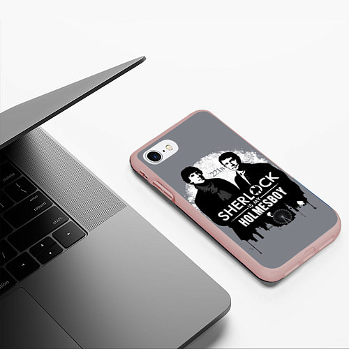 Чехол iPhone 7/8 матовый Sherlock Holmesboy / 3D-Светло-розовый – фото 3