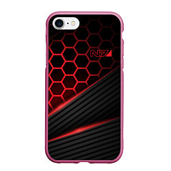 Чехол iPhone 7/8 матовый Mass Effect N7, цвет: 3D-малиновый