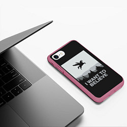 Чехол iPhone 7/8 матовый I want to believe, цвет: 3D-малиновый — фото 2