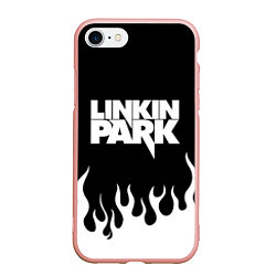 Чехол iPhone 7/8 матовый Linkin Park: Black Flame, цвет: 3D-светло-розовый
