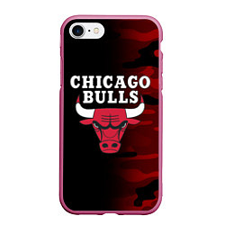 Чехол iPhone 7/8 матовый CHICAGO BULLS, цвет: 3D-малиновый