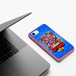 Чехол iPhone 7/8 матовый BRAWL STARS ВСЕ ПЕРСОНАЖИ, цвет: 3D-малиновый — фото 2