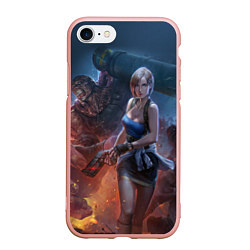 Чехол iPhone 7/8 матовый RESIDENT EVIL 3, цвет: 3D-светло-розовый