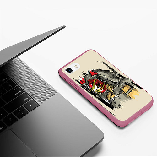 Чехол iPhone 7/8 матовый Princess Mononoke / 3D-Малиновый – фото 3