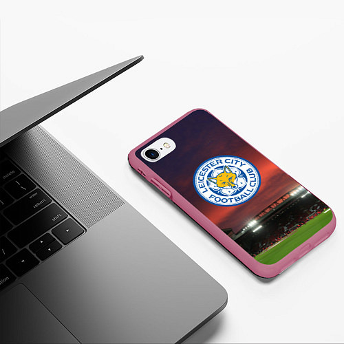 Чехол iPhone 7/8 матовый FC Leicester City / 3D-Малиновый – фото 3
