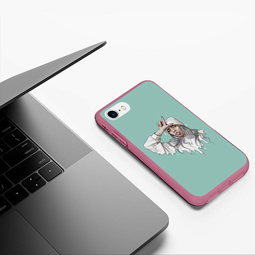 Чехол iPhone 7/8 матовый Billie Eilish Mint Art / 3D-Малиновый – фото 3