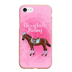 Чехол iPhone 7/8 матовый Horseback Rading, цвет: 3D-светло-розовый