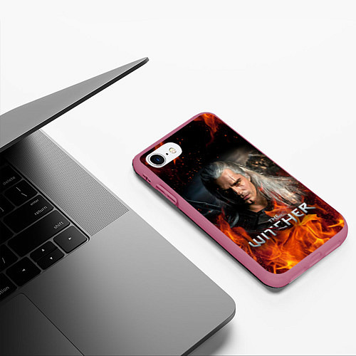 Чехол iPhone 7/8 матовый THE WITCHER / 3D-Малиновый – фото 3