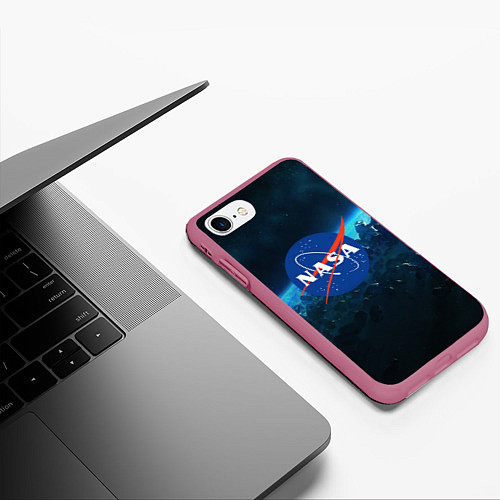 Чехол iPhone 7/8 матовый NASA / 3D-Малиновый – фото 3