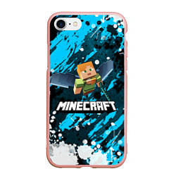 Чехол iPhone 7/8 матовый Minecraft Майнкрафт, цвет: 3D-светло-розовый