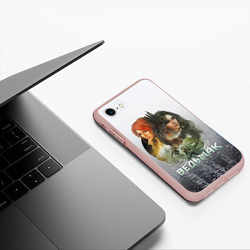 Чехол iPhone 7/8 матовый Ведьмак: Трис и Йеннифер / 3D-Светло-розовый – фото 3