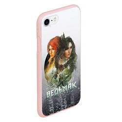 Чехол iPhone 7/8 матовый Ведьмак: Трис и Йеннифер, цвет: 3D-светло-розовый — фото 2