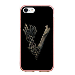 Чехол iPhone 7/8 матовый Vikings bones logo, цвет: 3D-светло-розовый