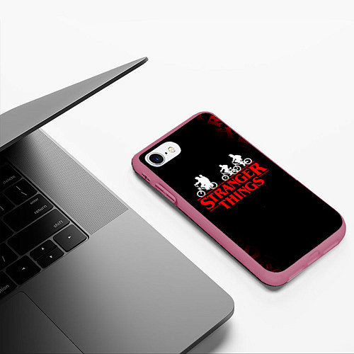 Чехол iPhone 7/8 матовый STRANGER THINGS / 3D-Малиновый – фото 3