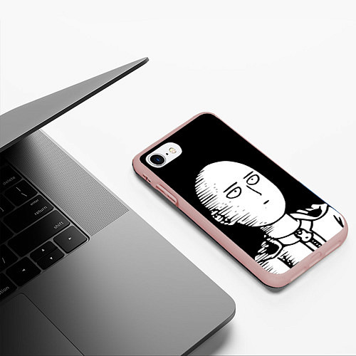 Чехол iPhone 7/8 матовый ONE-PUNCH MAN / 3D-Светло-розовый – фото 3