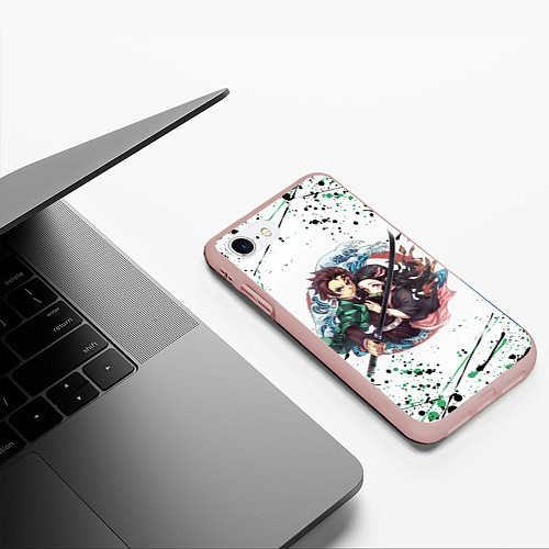 Чехол iPhone 7/8 матовый KIMETSU NO YAIBA / 3D-Светло-розовый – фото 3