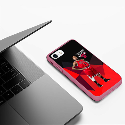 Чехол iPhone 7/8 матовый Chicago Bulls / 3D-Малиновый – фото 3