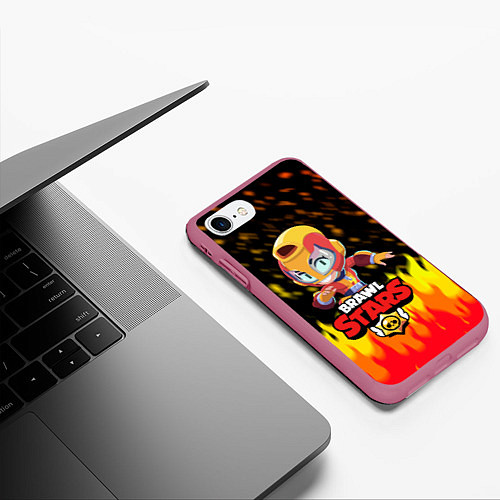 Чехол iPhone 7/8 матовый BRAWL STARS MAX / 3D-Малиновый – фото 3