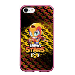 Чехол iPhone 7/8 матовый BRAWL STARS MAX, цвет: 3D-малиновый