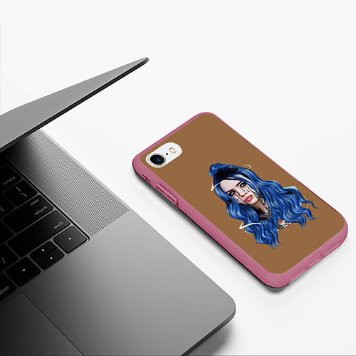 Чехол iPhone 7/8 матовый BILLIE EILISH / 3D-Малиновый – фото 3