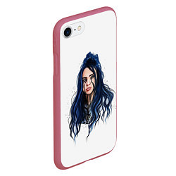 Чехол iPhone 7/8 матовый BILLIE EILISH, цвет: 3D-малиновый — фото 2