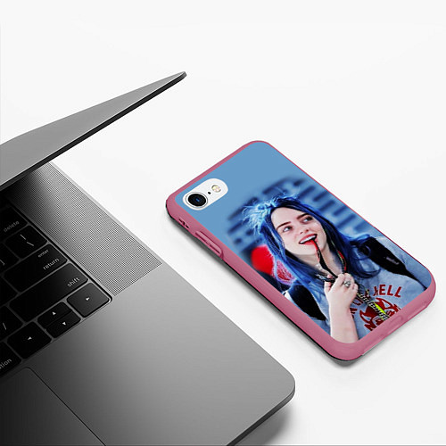 Чехол iPhone 7/8 матовый BILLIE EILISH / 3D-Малиновый – фото 3