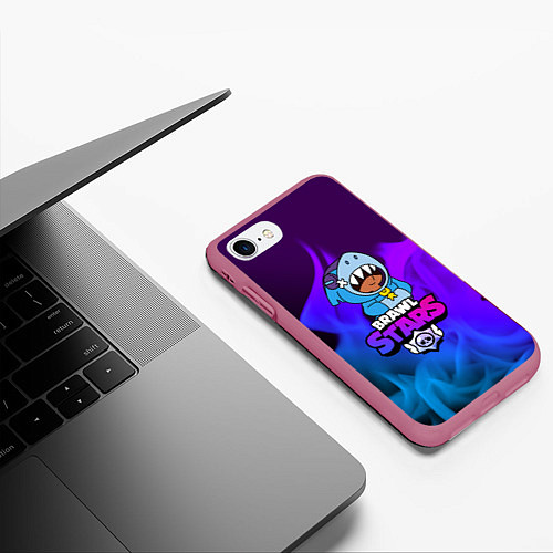 Чехол iPhone 7/8 матовый BRAWL STARS LEON SHARK / 3D-Малиновый – фото 3