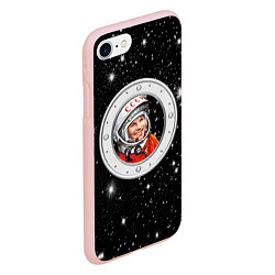 Чехол iPhone 7/8 матовый Юрий Гагарин звездное небо, цвет: 3D-светло-розовый — фото 2