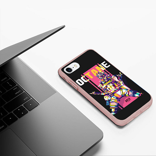 Чехол iPhone 7/8 матовый Apex Legends Octane / 3D-Светло-розовый – фото 3