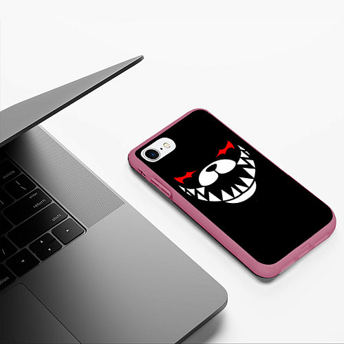 Чехол iPhone 7/8 матовый MONOKUMA BLACK / 3D-Малиновый – фото 3