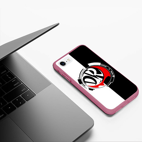 Чехол iPhone 7/8 матовый MONOKUMA DANGANRONPA / 3D-Малиновый – фото 3