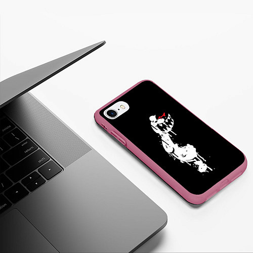 Чехол iPhone 7/8 матовый MONOKUMA / 3D-Малиновый – фото 3