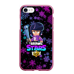 Чехол iPhone 7/8 матовый BRAWL STARS BIBI, цвет: 3D-малиновый