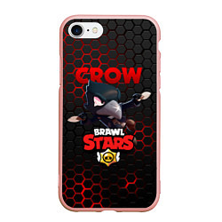 Чехол iPhone 7/8 матовый BRAWL STARS CROW, цвет: 3D-светло-розовый