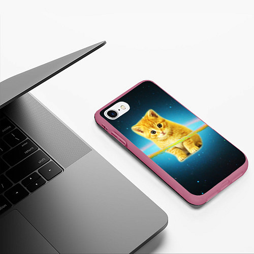 Чехол iPhone 7/8 матовый Рыжий Котик / 3D-Малиновый – фото 3
