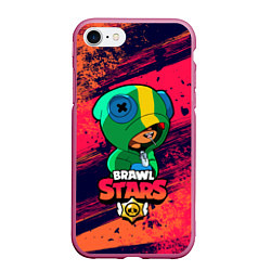 Чехол iPhone 7/8 матовый Brawl Stars LEON, цвет: 3D-малиновый