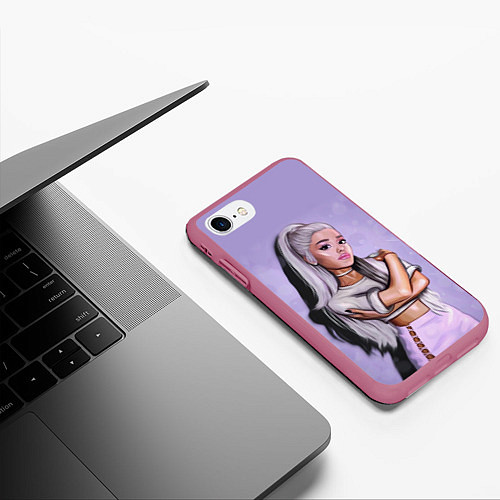 Чехол iPhone 7/8 матовый Ariana Grande Ариана Гранде / 3D-Малиновый – фото 3