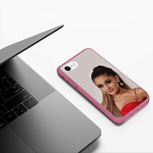 Чехол iPhone 7/8 матовый Ariana Grande Ариана Гранде / 3D-Малиновый – фото 3