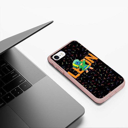 Чехол iPhone 7/8 матовый Brawl Stars Leon, Dab / 3D-Светло-розовый – фото 3